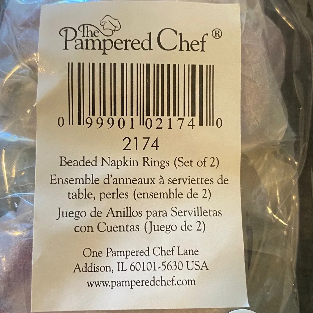 Pampered Chef‎ Beaded Napkin Rings Set of 6 Purple Red Green Amber